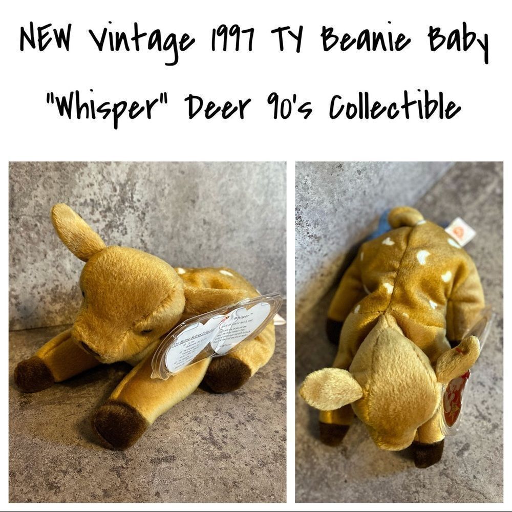 TY Beanie Baby Whisper Deer Fawn NEW Vintage 90s Collectible
